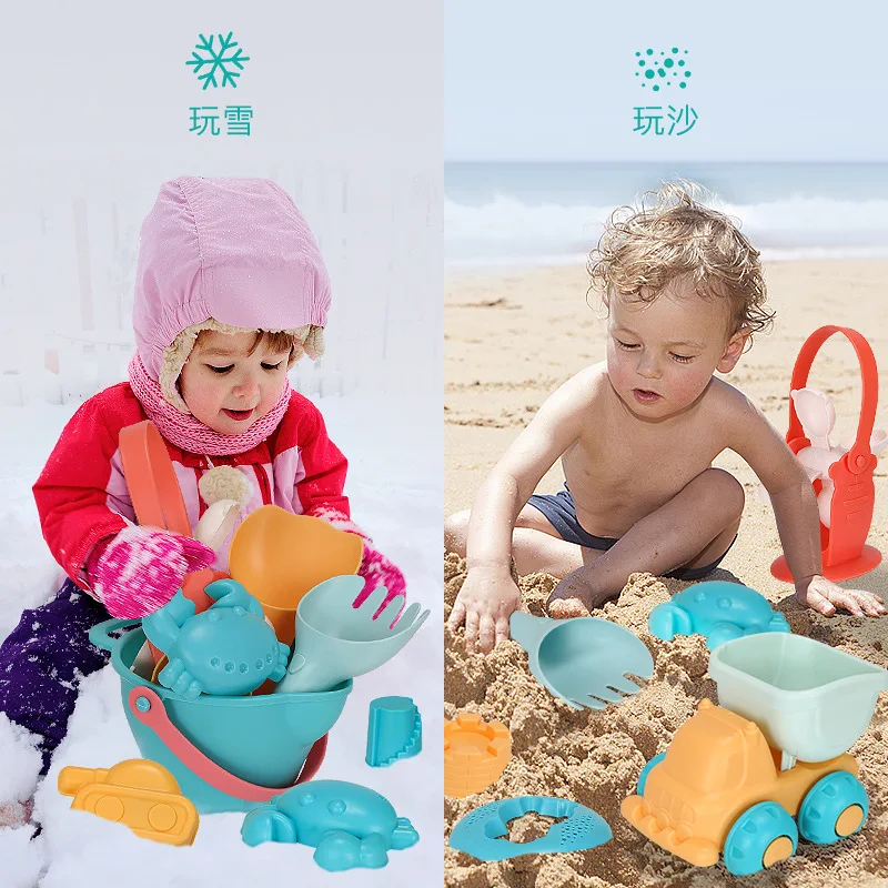 

New Silicone Beach Toys Soft Sand Beach Set Kit Toys Beach Shovel Summer Baby Playing With Sand Outdoor Toys For Children Gifts