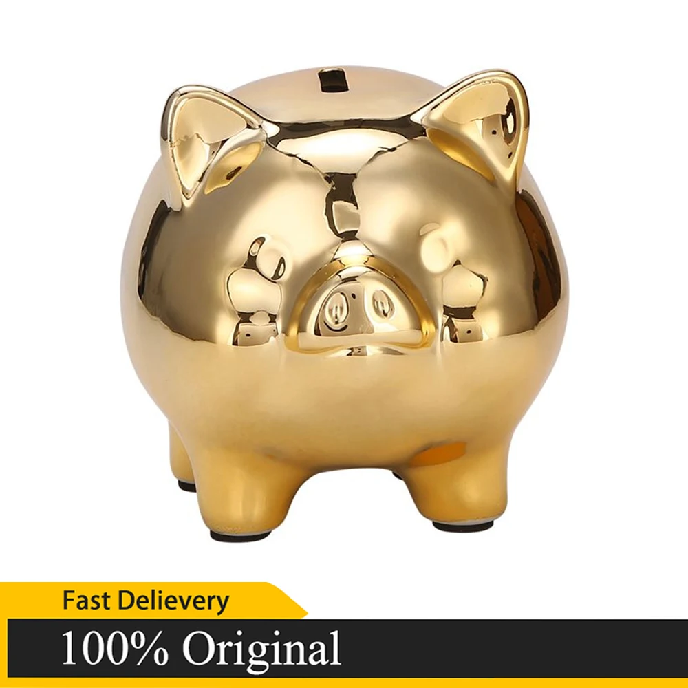 

Gold Pig Piggy Bank Cute Ceramic Coin Piggy Bank Creative Home Furnishings Lucky Pig Decoration
