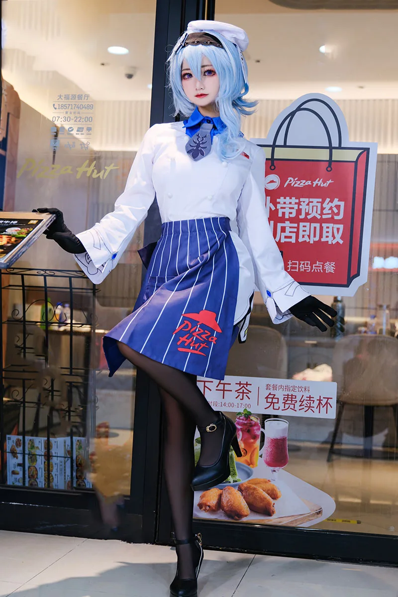 

COSLEE [S-XL] Genshin Impact Eula Косплей Костюм пицца хижина связь костюм для игры официанта модная форма платье для Хэллоуина Outf