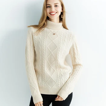 Cashmere Sweater Women Knitted Sweaters 100% Merino Wool Turtleneck Long-Sleeve Knit Pullover 2022 Winter Autumn Jumper Clothing 2