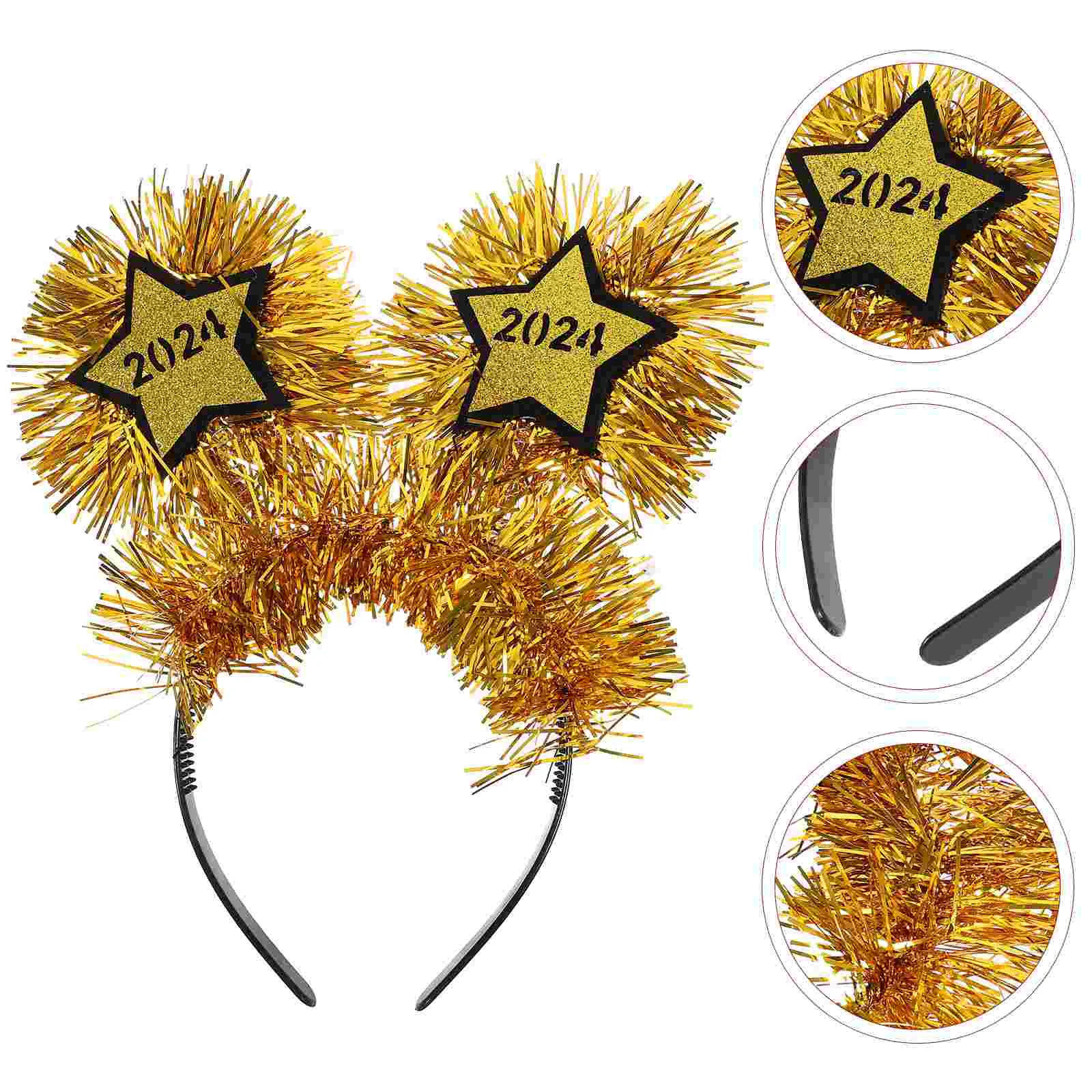 

3 Pcs New Year Headband Years Eve Party Favors Hair Accessory Glitter Headbands Headgear 2024 Hairband Plastic