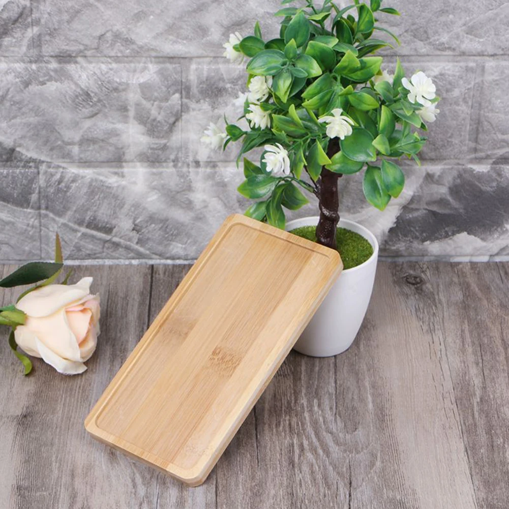 Овальная бамбуковая деревянная подставка для блюдце поднос растений держатель