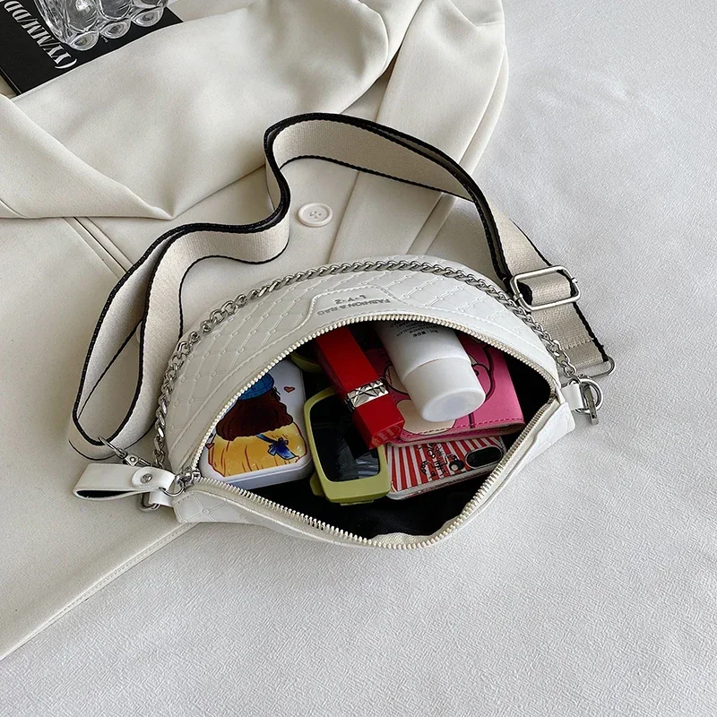 Клетчатая поясная сумка для женщин серебристая сумочка из искусственной кожи