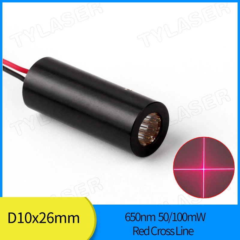 TYLASERS D10x26mm 650nm 50mW 100mW Red Cross Line Laser Module Industrial Grade APC Driver for Cutting Machine