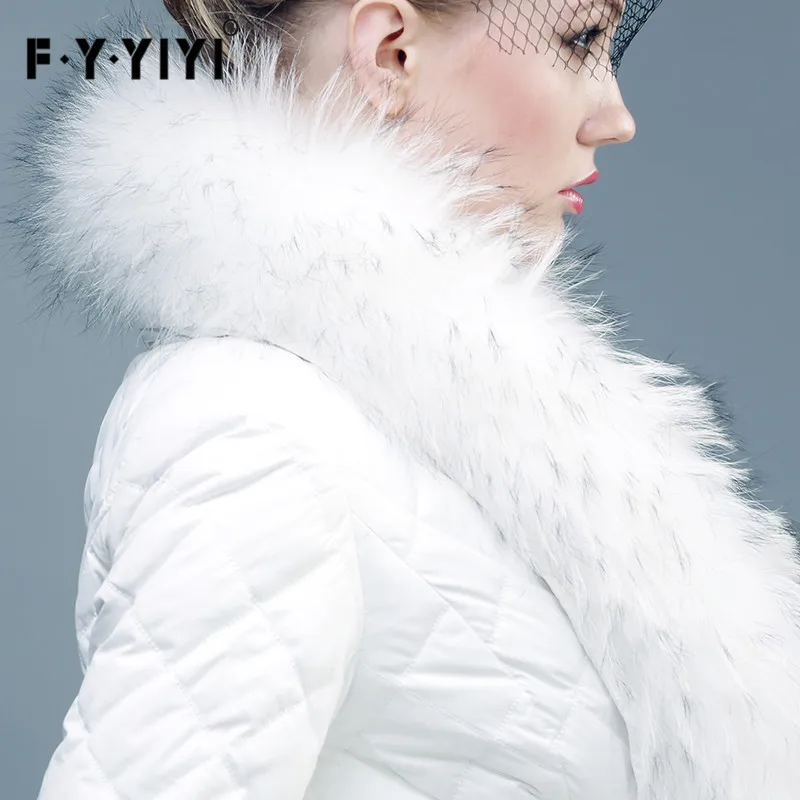 Down Jacket Women Autumn Winter New White Duck Down Real Raccoon Big Fur Collar Outwear