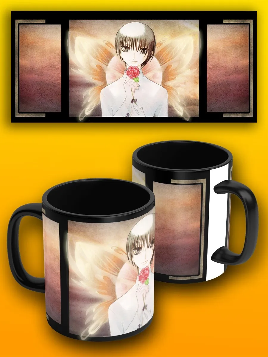 Кружка черная аниме корзинка фруктов (Тору Хонда Сигурэ Сома Юки Кё Сома) - 11084 |