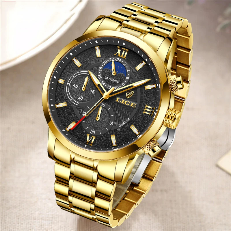 Women Watch LIGE Fashion Luxury Gold Watch For Women Casual Waterproof Quartz Ladies Stainless Steel Watch Relogio Feminino+BOX