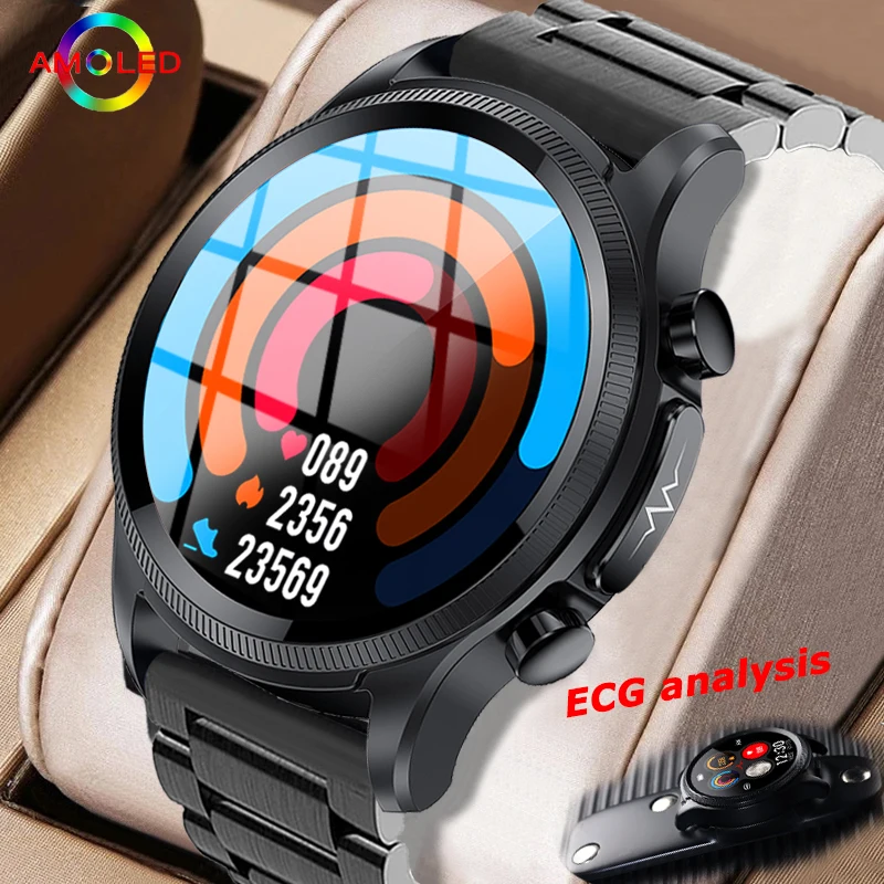 

ECG+PPG Сахар крови Smart Watch Мужчины AMOLED 360*360 HD Экран GPS Спорт Трек 2023 Новый Сердечный ритм Здоровье Smartwatch Человек Женщины + коробка