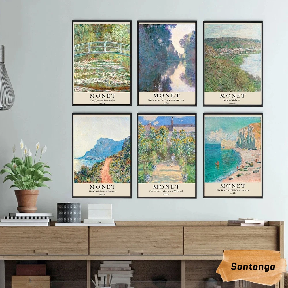 

Цветочный пейзаж известная живопись Monet Hd прозрачный постер полевая масляная живопись мост цвет художественное оформление комнаты растени...