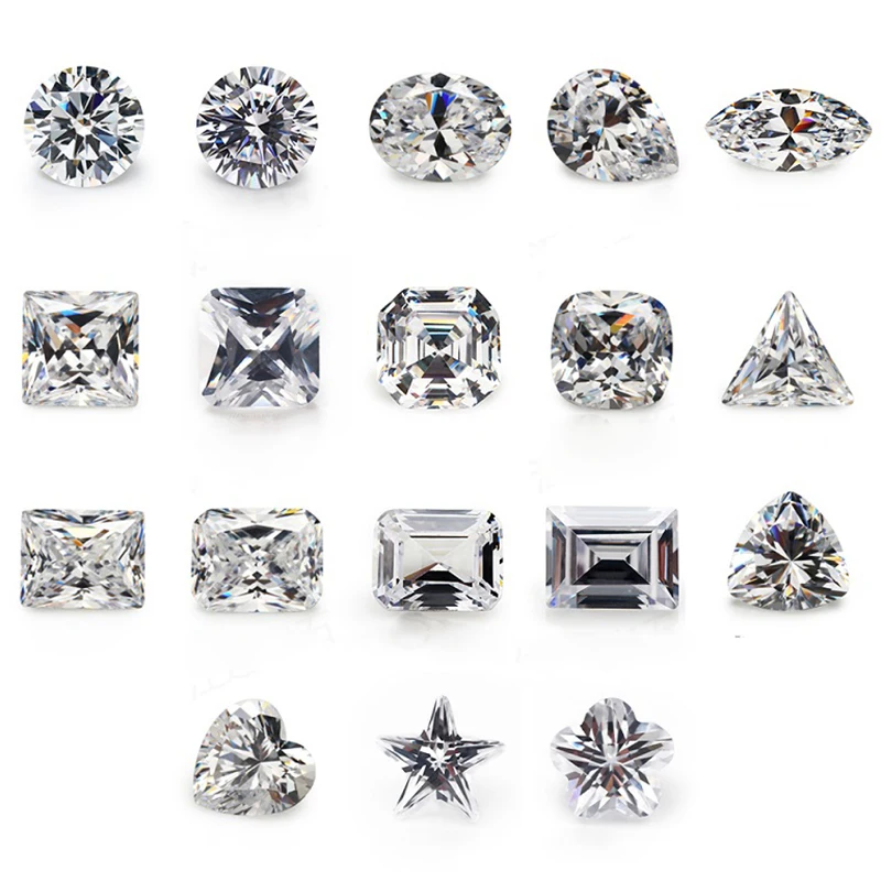 18 Different Shape Loose CZ Stones 5A White Cubic Zircoia Stone Set About 6mm