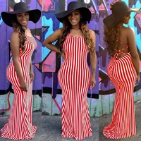 chocomist dresses beach style stripe backless strap women maxi dress