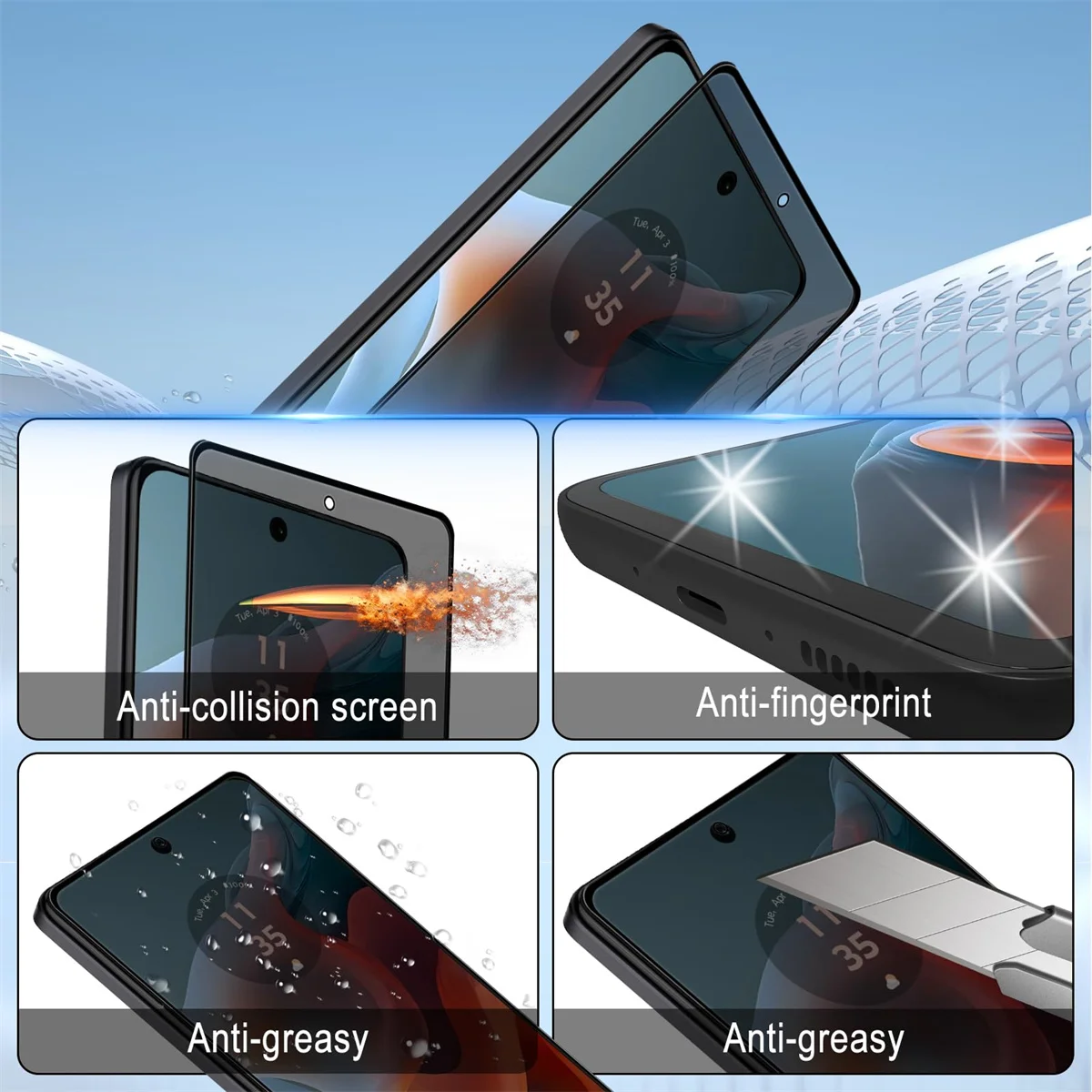 Антишпионская Защита экрана для Motorola Moto G34 конфиденциальность закаленное стекло