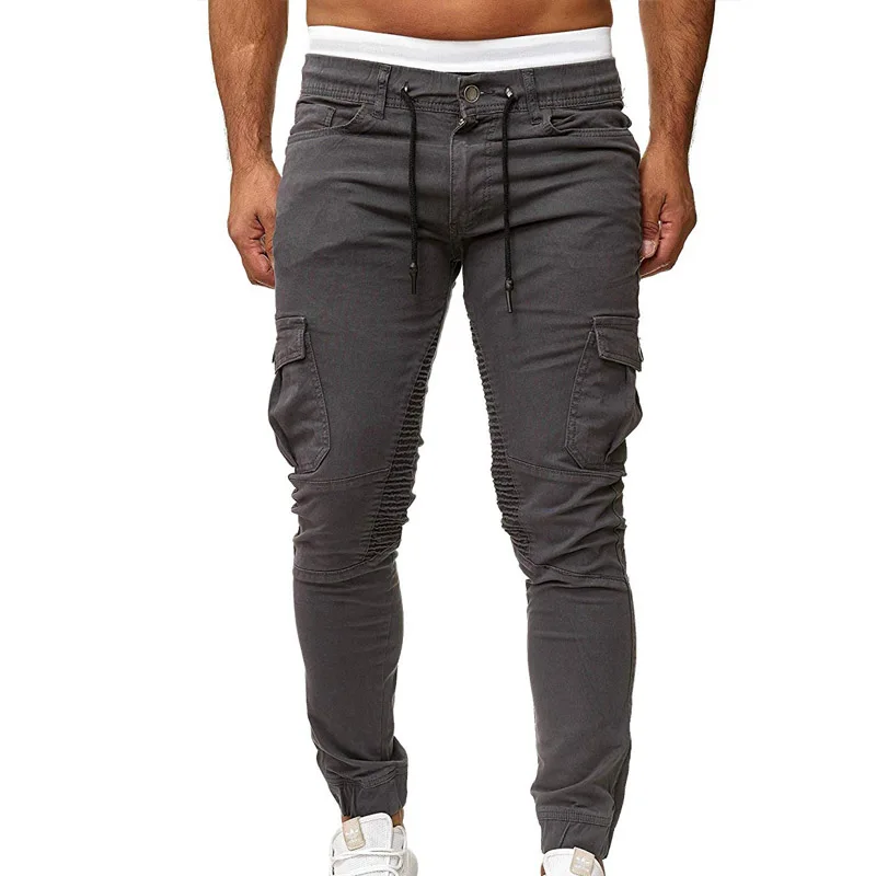 

New Men's Multi-Pocket Overalls Sports Trousers Fashion Pocket Stitching Casual Trousers Fitness Drawstring Jogger Track Pants