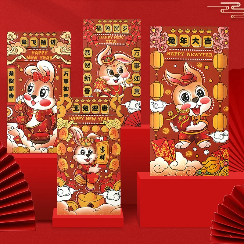 

6pcs Cartoon Chinese New Year Lucky Red Envelope 2022 Year of Tiger Envelope Creative New Year Red Packetenvelope Kids Gifts