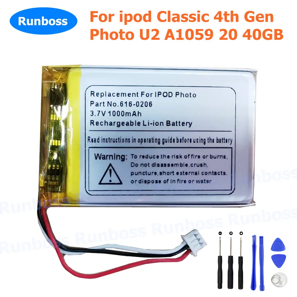 Литий-ионный аккумулятор емкостью 1000 мАч 616-0206 616-0183 замена для iPod Classic 4-го