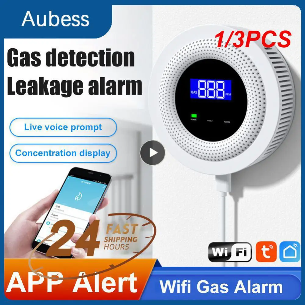 

1/3PCS Tuya WiFi Natural Gas Leakage Detector 433MHz Wireless Combustible Gas Leak Sensor Home Kitchen Security Alarm Smart Life