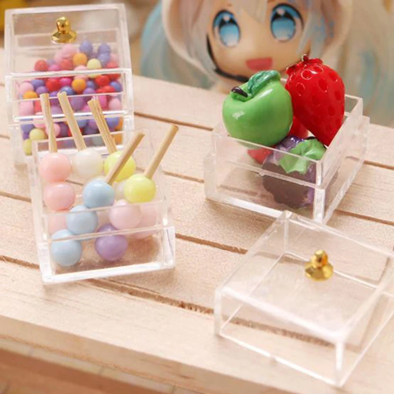 

Cute Mini Glass Candy Jar Mini Bear Jelly Drops Simulation Miniature Dollhouse