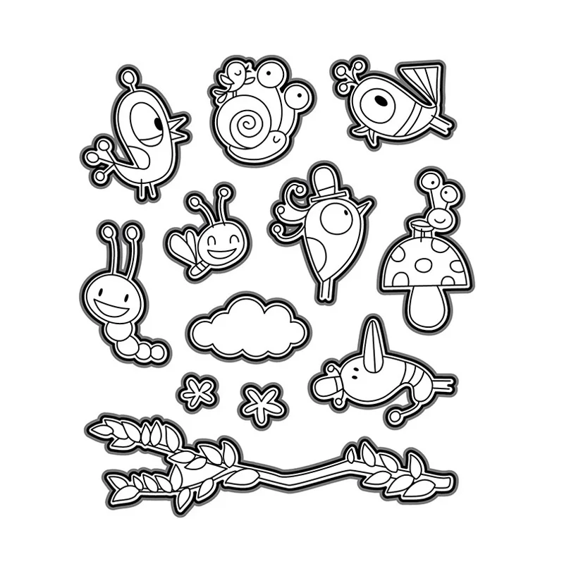 Штампы с жуками и целуями прозрачные штампы режущие птицами ветки чувства для DIY