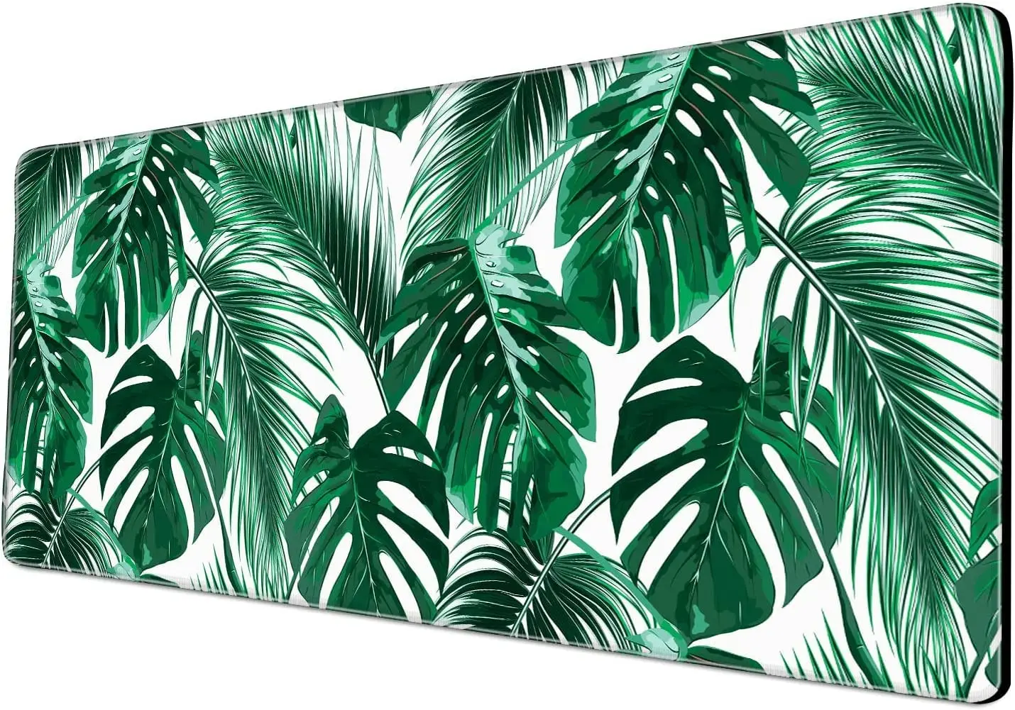 

Extended Mouse Pad Large Gaming Mouse Pad 31.5x11.8x0.12 inch Mouse Mat Non-Slip Rubber Base and Stitched Edges Tropical Leaves