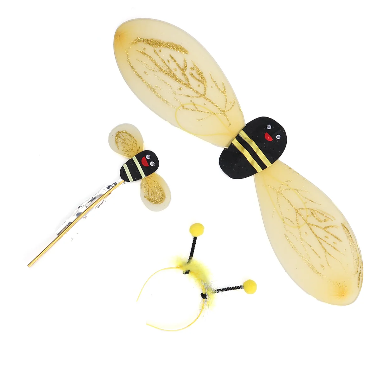 Детский карнавальный костюм пчелы из 3 предметов с повязкой на голову и крыльями