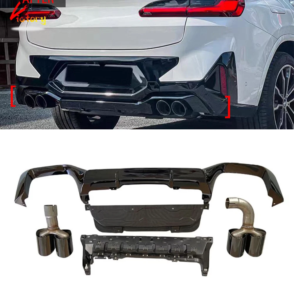 

Диффузор заднего бампера для BMW X4 G02 LCI 2022-2025, автомобильные задние бамперы с насадками для выхлопных газов