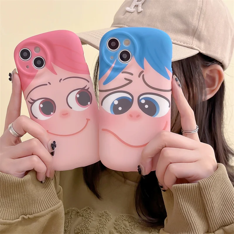 

Originality Cartoon Cute Funny Anime Expression Phone Case For IPhone 14 13 12 Pro Max XR XS 11 Soft Silicone Lens Protect Cover