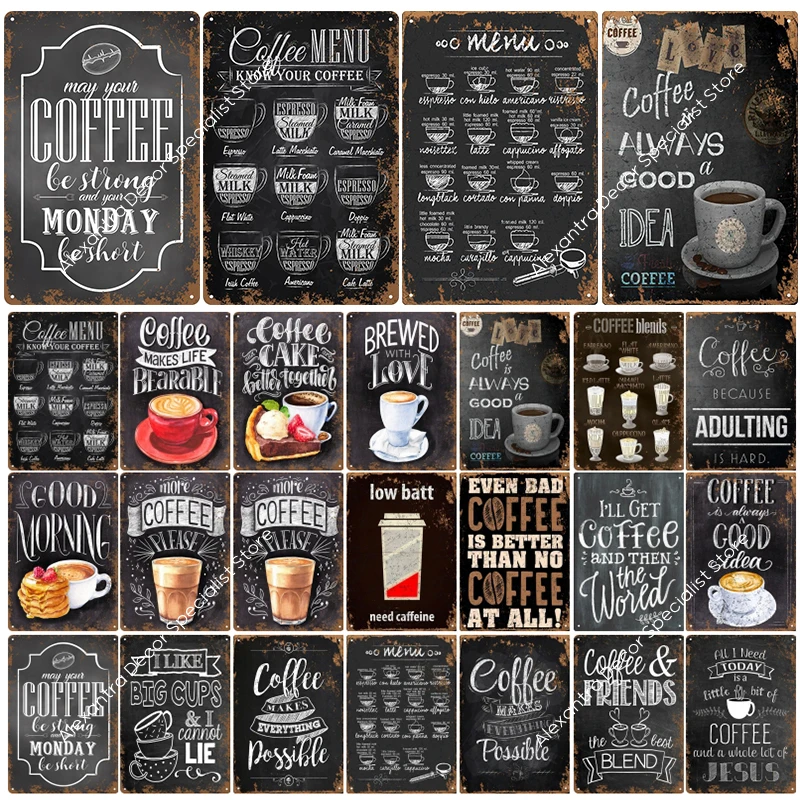 

Coffee Vintage Tin Sign Plaque Metal Plate Wall Art Shop Garage Pub Cafe Metal Craft Iron Decorative Painting Poster