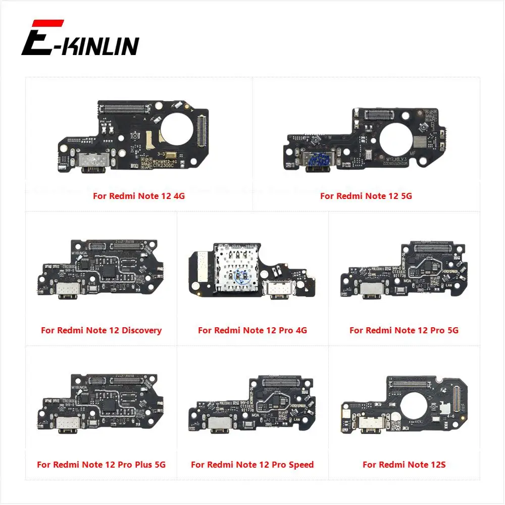 

USB Charging Port Dock Plug Connector Charger Board Mic Flex Cable For Xiaomi Redmi Note 12S 12 Pro Plus Discovery Speed 4G 5G