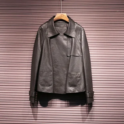 

Leather 2023 Genuine Jacket Women Clothes 100% Sheepskin Coat Female Vintage Women's Windbreaker Cloak Autumn Vrouwen Jassen