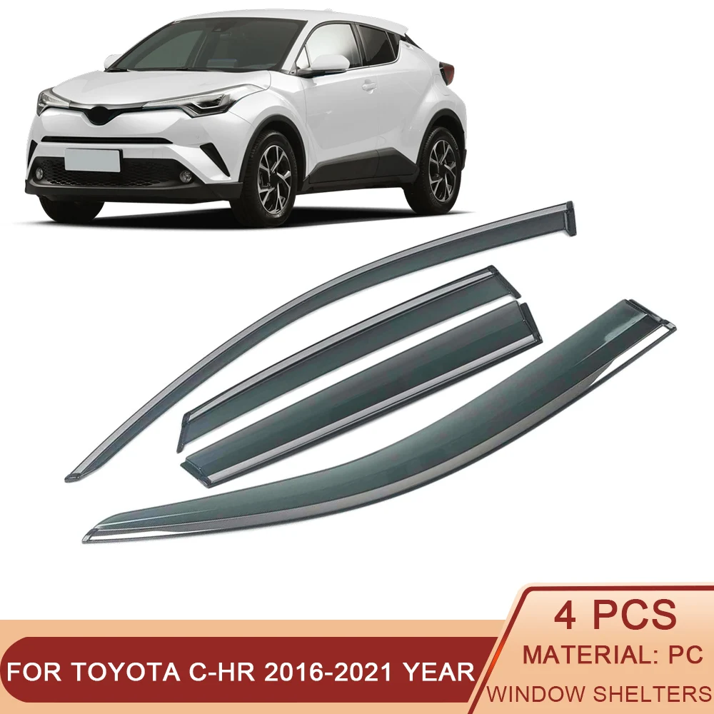 

For TOYOTA C-HR 2016-2021 Car Window Sun Rain Shade Visor Shield Shelter Protector Cover Trim Frame Sticker Exterior Accessories
