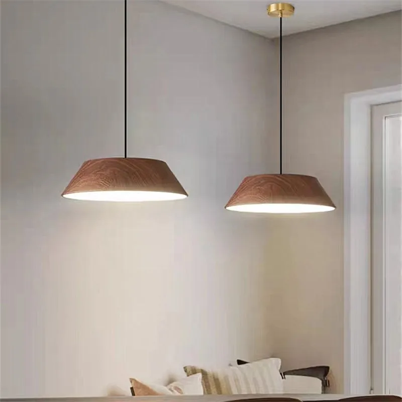 Японские подвесные светильники с деревянным зерном металлические