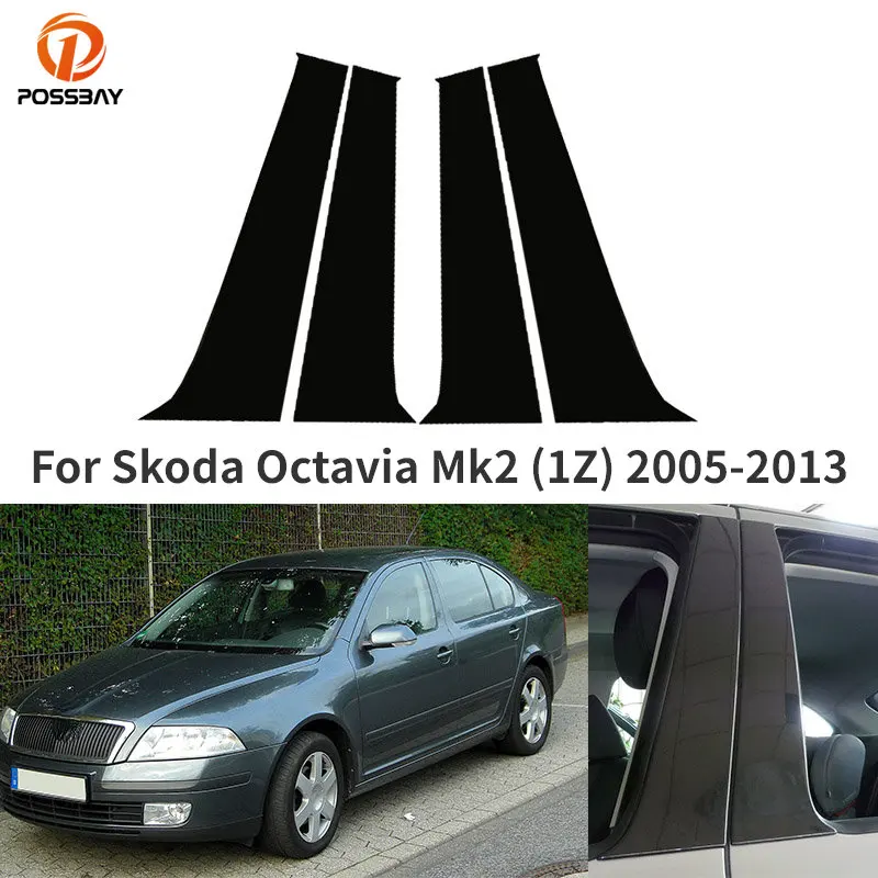

Car Pillar Posts for Skoda Octavia Mk2 (1Z) 2005-2011 2012 2013 Glossy Black Door Window Trim Stickers Auto Styling Accessories