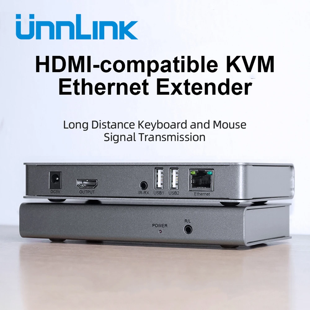 

Unnlink HDMI KVM Network Extender 120 or 60 Meters 3.5mm 4K 60Hz/30Hz For Ethernet LAN CAT5E/6 RJ45 Network Cable