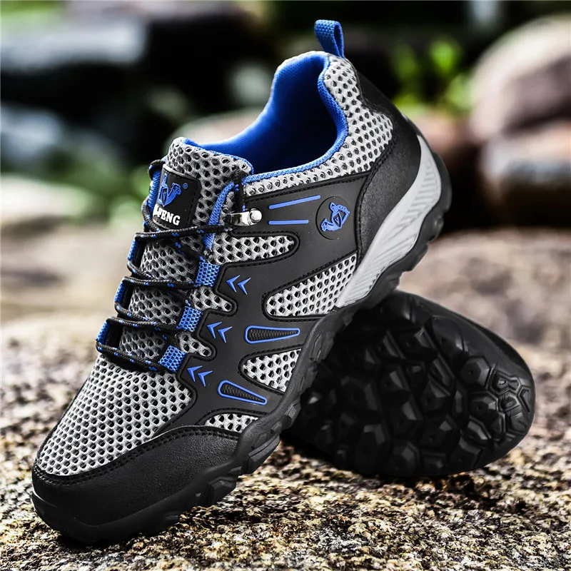JIEMIAO Hiking Shoes Summer Breathable Mesh Men Mountain Camping Shoes Non-slip Climbing Sneakers Outdoor Trekking Travel Shoes
