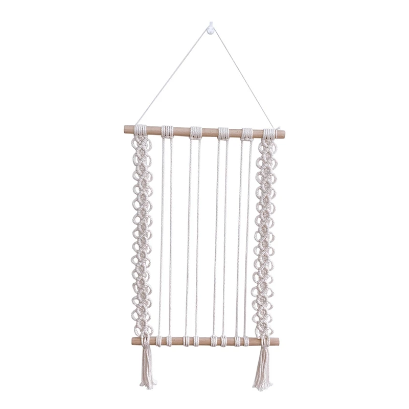

Nordic Bohemian Woven Tapestry Tassels Photos Hairpins Storage Baby Girls Hair Clips Holder Wall Hanging Ornaments
