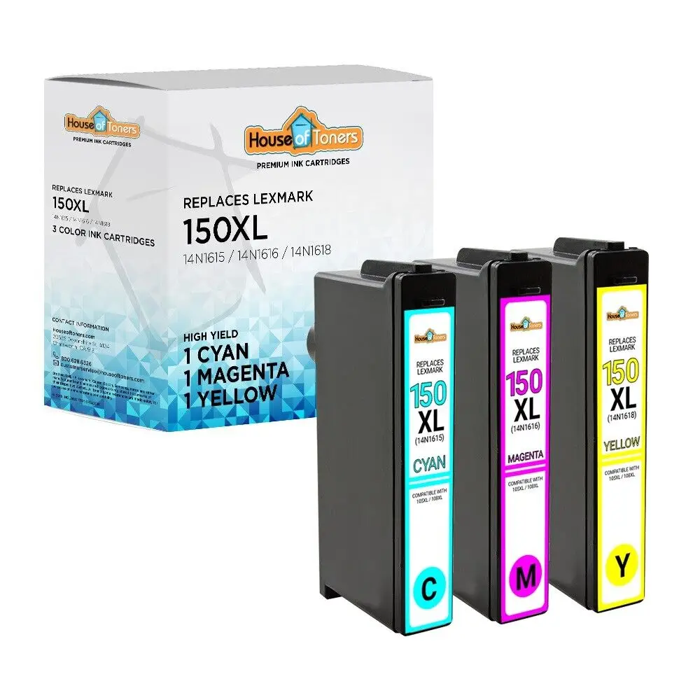 

3pk 150 XL CMY Cartridges for Lexmark All-in-One Pro 715 915 Pro715 Pro915