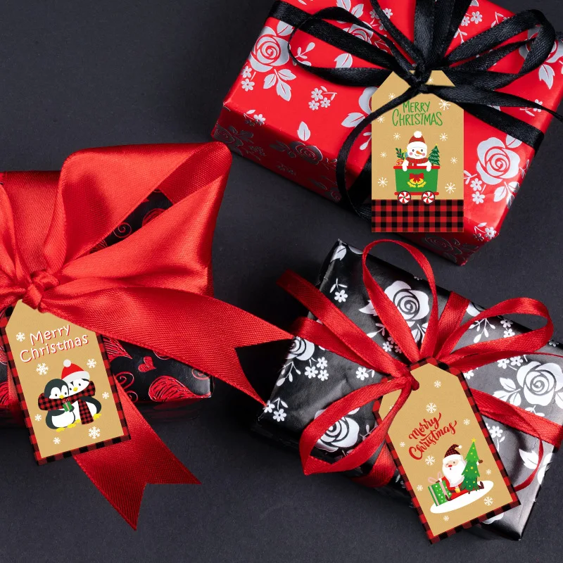 

Retro Creative Kraft Paper Tag Christmas Decor Blessing Message Card Painted Tag Gift Label Card Xmas Hanging Decorations