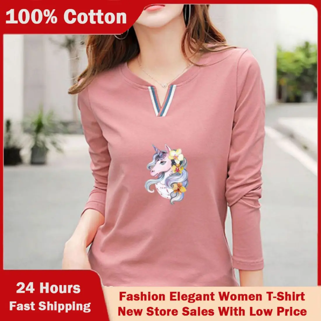 

2023 New V Neck 100% Cotton T Shirt Woman Autumn Fashion Long Sleeve Shirt Women's T-shirt Loose Korean Style Women Shirts #336