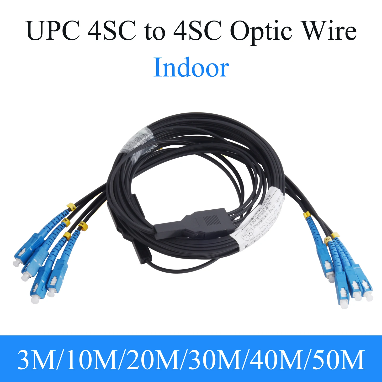 Fiber Optic Wire UPC 4 SC to 4 SC Optical Single-mode 4-core Indoor Extension Cable Simplex Patch Cord 3M/10M/20M/30M/40M/50M
