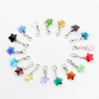 colorful crystal pink stars lobster clasp charms 14mm 10pcslot for glass living memory locket diy accessories free shipping