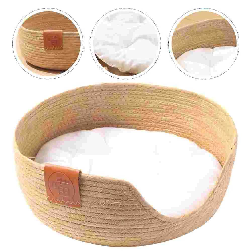 

Straw Nest Pet Beds Small Dogs Cat Supply Sleeping Machine Washable Home Indoor Cattail Grass Comfortable Breathable Man