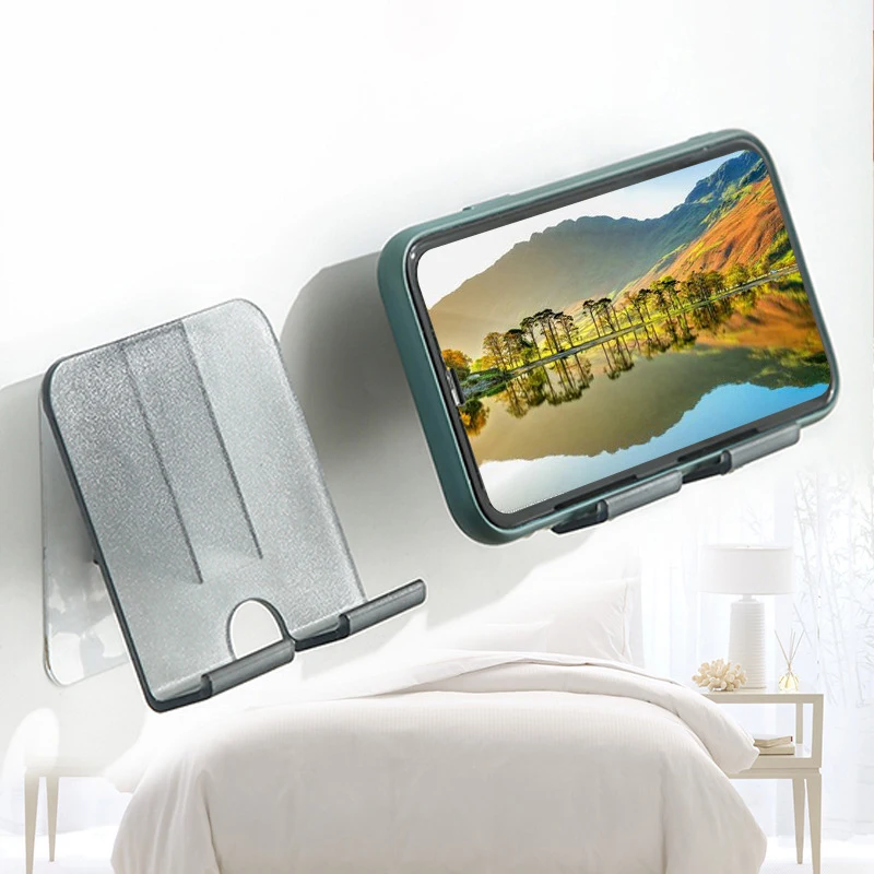 

Bedside Mobile Phone Charging Stand Wall Phone Holder Support Shelf Non-marking Sticky Wall-mounted Charging Rack Storage Rack