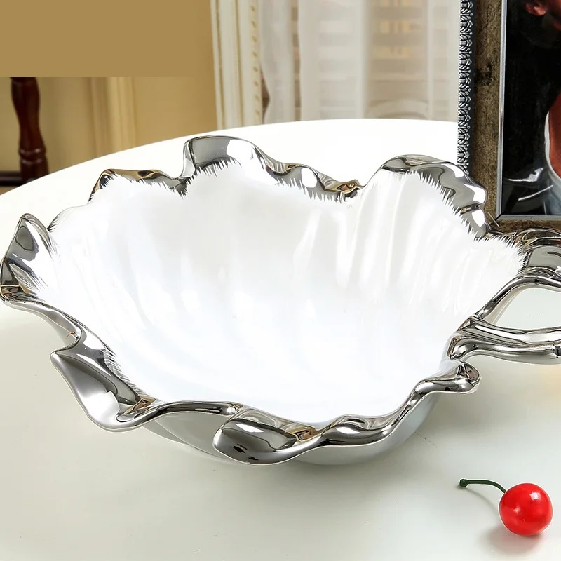 

Гальванизированная керамическая обеденная тарелка в форме листа, декоративный фарфор, сервировочный поднос, столовая посуда, аксессуары для рукоделия