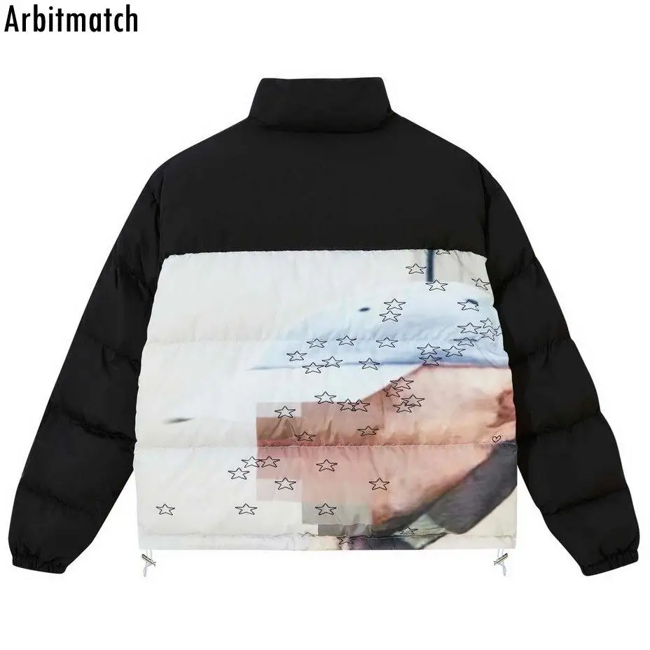 

2022 Hip Hop Jacket Parka Grandpa Pattern Print Designer Men Winter Oversize Streetwear Harajuku Padded Jacket Coat Warm Outwear