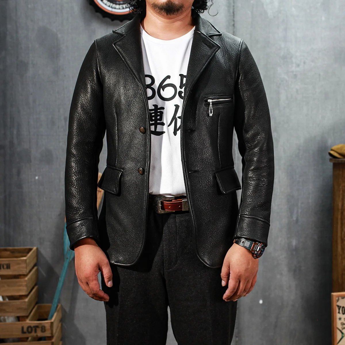 

SDG1080 Cidu Asian Size Genuine Italian Goat Skin Jacket Mens Casual British Stylish Leather Blazer