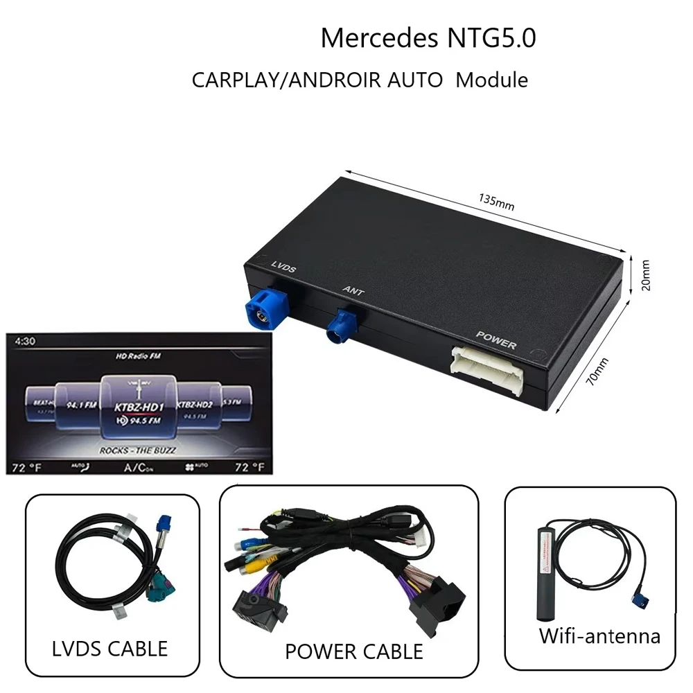 

Беспроводной модуль Apple Carplay для Mercedes C/GLC/S Class W205 W253 NTG5.0, система Android Auto Box, интерфейс автомобильного воспроизведения