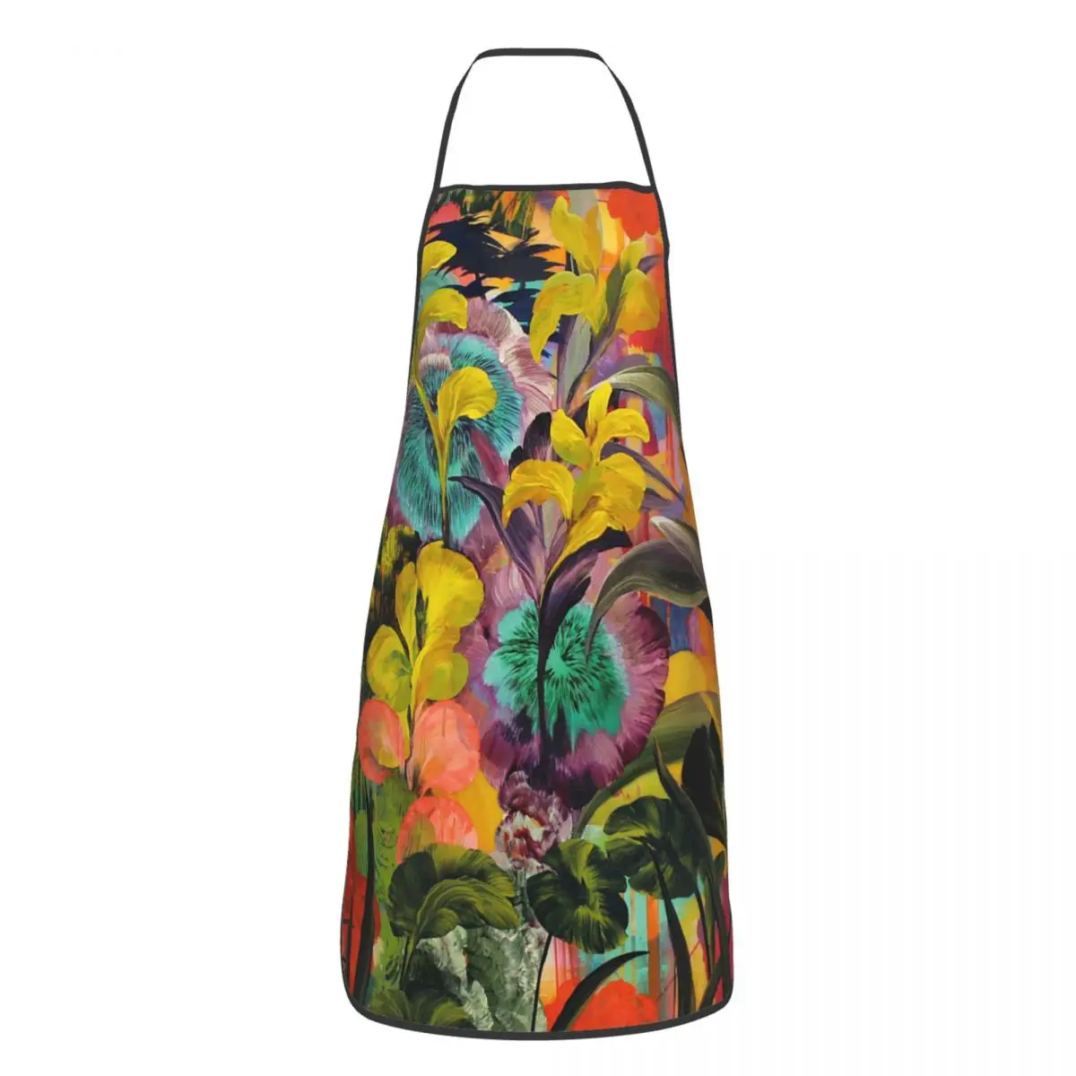 

Oil Painting Tropical Plants Kitchen Baking Aprons Antifouling Jungle Forest Pinafore for Chef Barista Cooking Home Cleaning