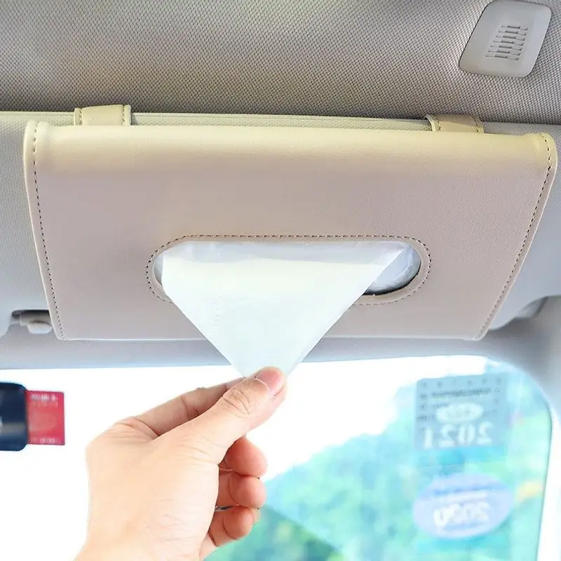 

Leather Sun Visor Napkin Box Holder Hanging Car Mask Holder Shading Tissue Case Organizer Auto Storage Decoration Craft Ornament