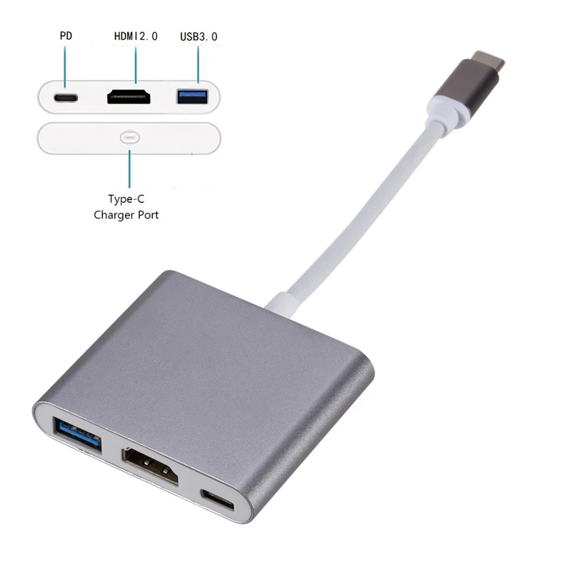 Кабель-преобразователь 3 в 1 4K 1080P Type C на HDMI-совместимый/Usb 0/Type кабель-переходник