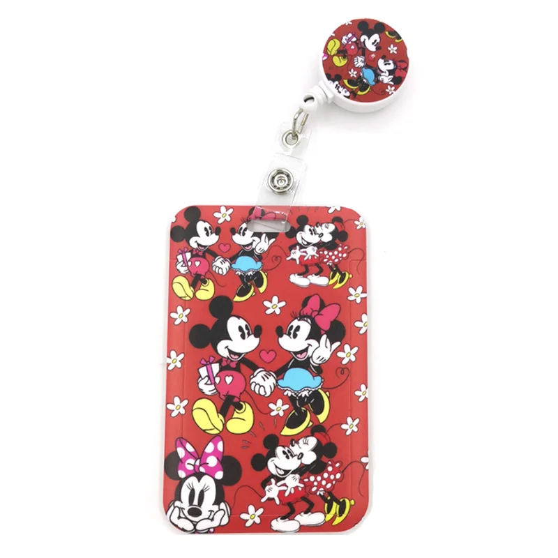 

Mickey Minnie Mouse Cute Credit Card Cover Lanyard Bags Badge Reel Student Nurse Exhibition Name Badge Kids Key Ring